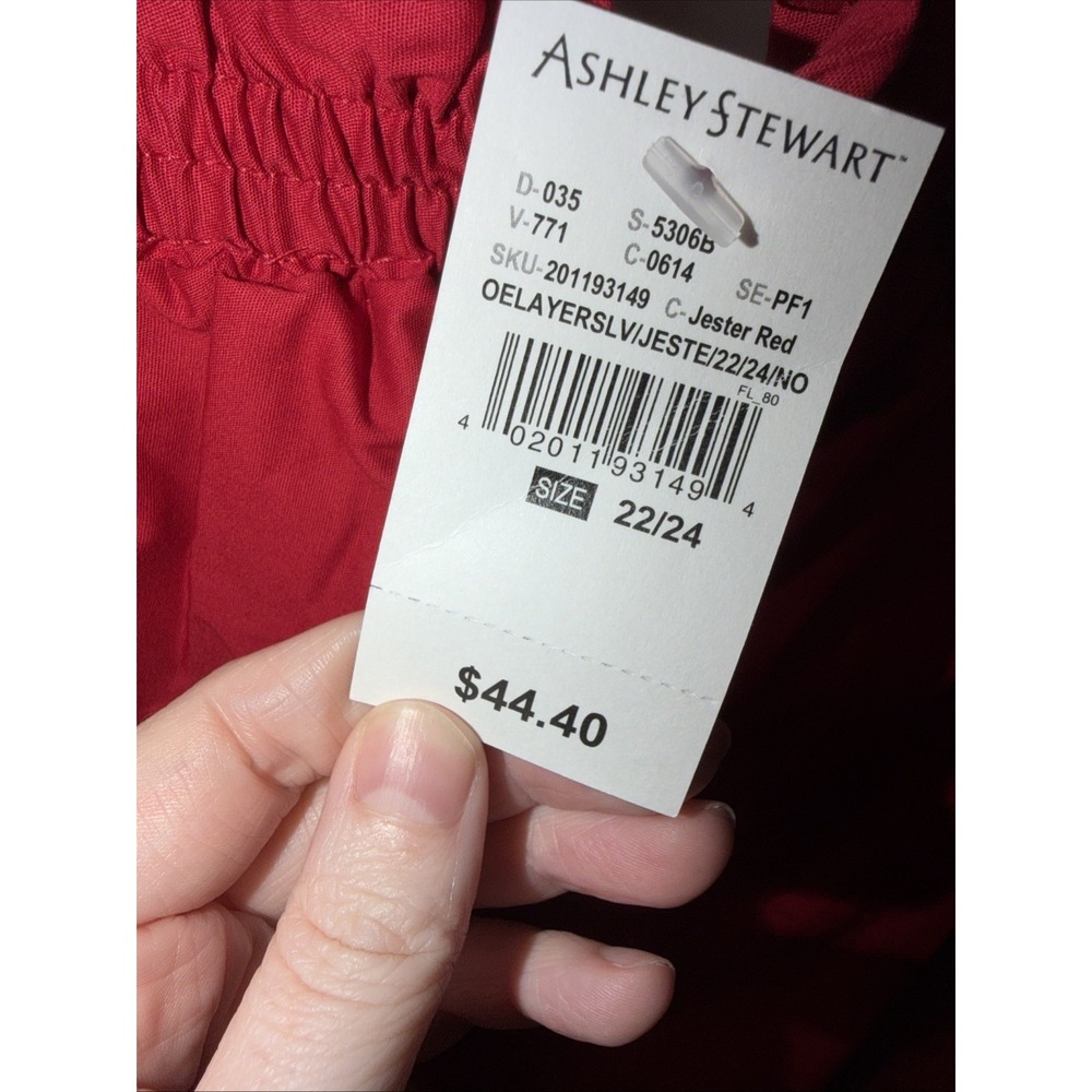 Ashley Stewart Red Off Shoulder Tiered Sleeves NWT Size 22/24 - Picture 4 of 5